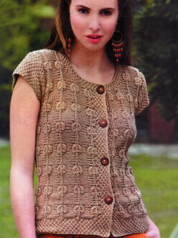 Pull con maniche corte a punto fantasia