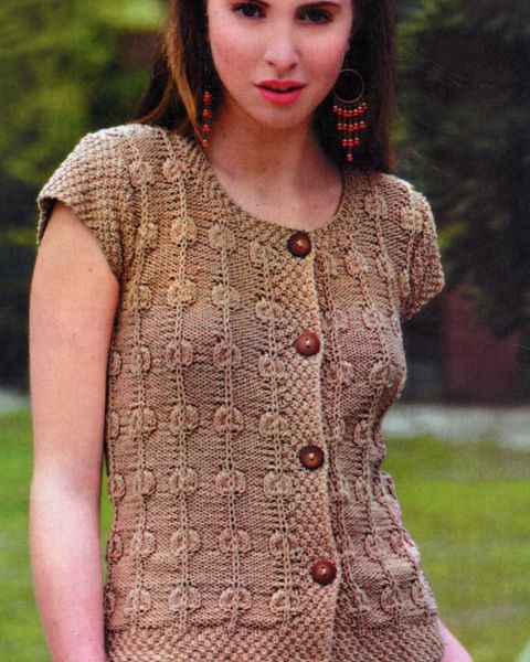Pull con maniche corte a punto fantasia