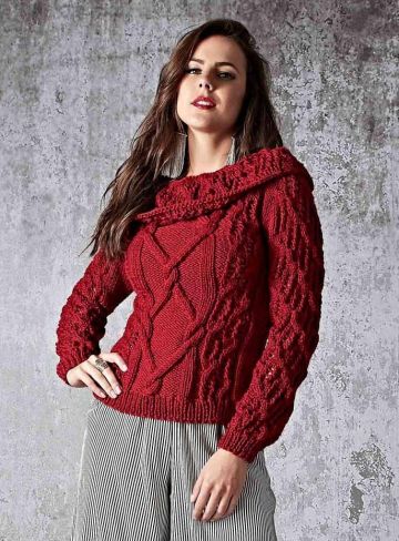 Pull con collo a punto fantasia