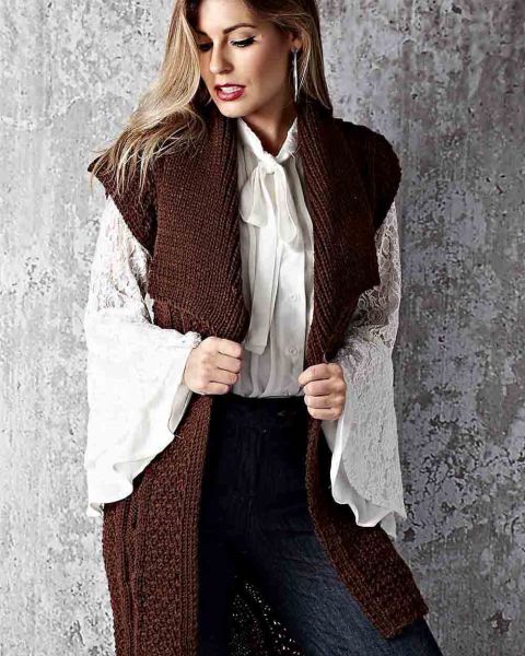 Gilet lungo a punto fantasia