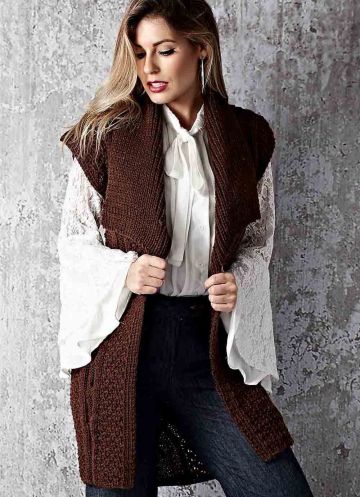 Gilet lungo a punto fantasia
