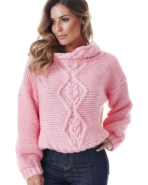 Maglione con punto rombi con le trecce