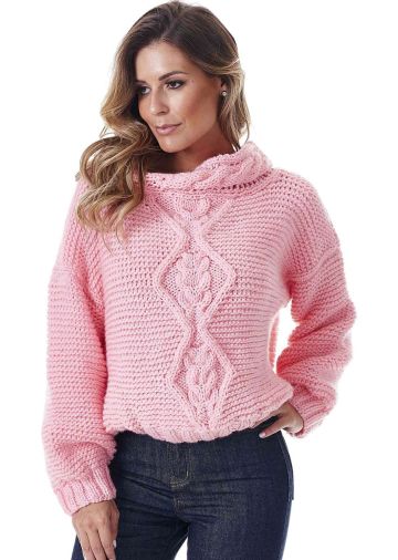 Maglione con punto rombi con le trecce