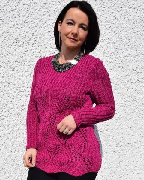 Pull con foglie ajour