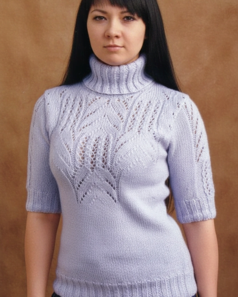 Maglione con maniche corte e con sprone ajour