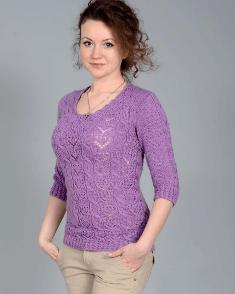 Pull a punto ajour con trecce