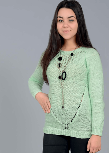 Pull-raglan con scollo ajour