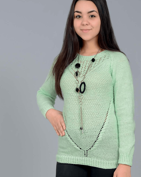 Pull-raglan con scollo ajour