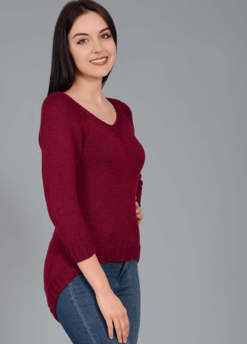 Pullover raglan con il dietro allungato