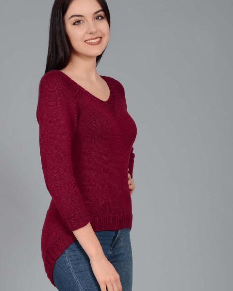 Pullover raglan con il dietro allungato
