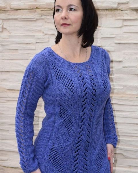 Pull lungo con fasce ajour