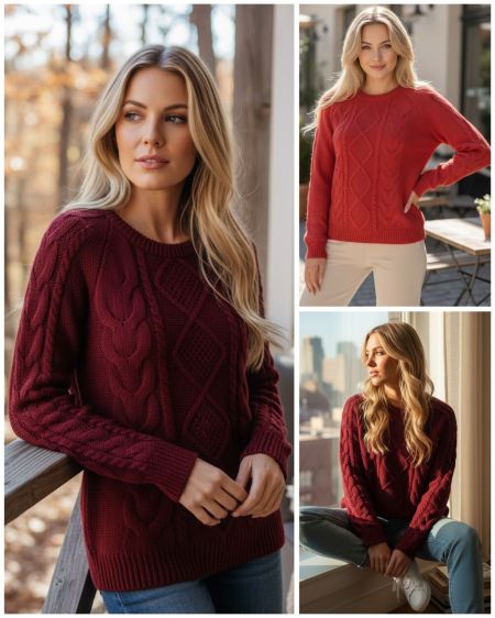 Pull con rombi e con trecce