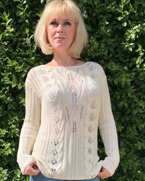 Pull lungo con punto foglie