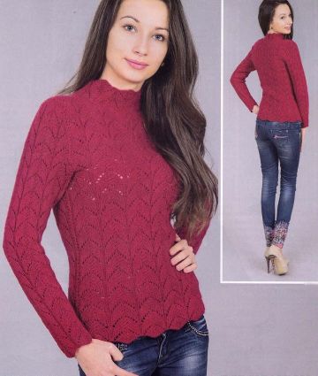 Pull a punto fantasia con girocollo