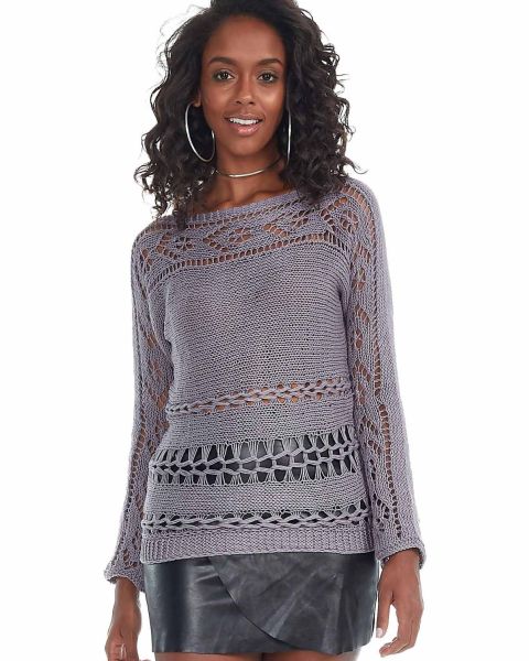 Pullover leggero con motivo traforato e intrecci