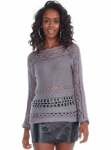 Pullover leggero con motivo traforato e intrecci