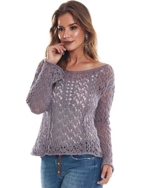 Maglia traforata con falso cordoncino