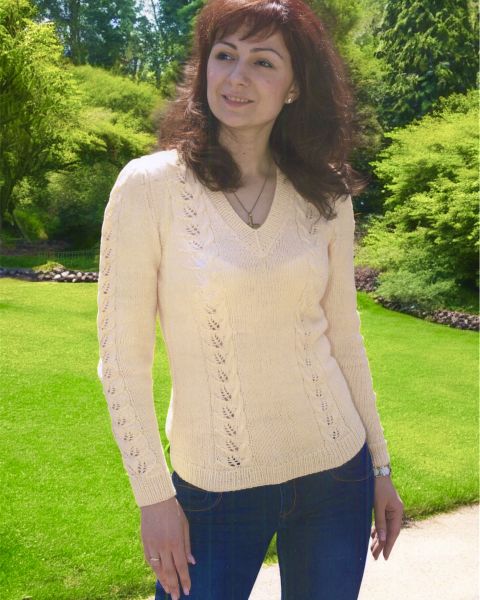 Pull con Fasce di Foglie e Trecce