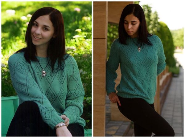 Pull Raglan con Rombi Traforati