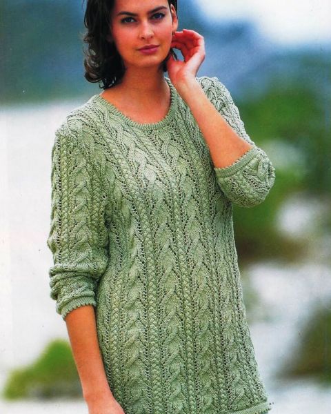 Pull lungo con Trecce Traforate