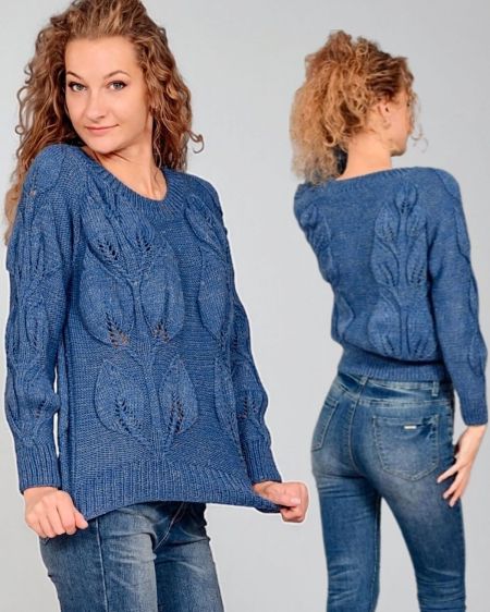 Pull con Foglie in Rilievo