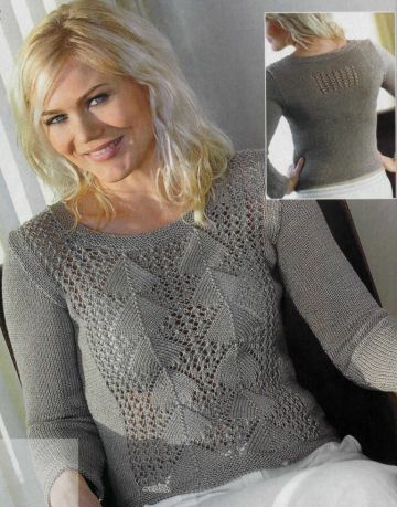 Pull con punto ajour in centro