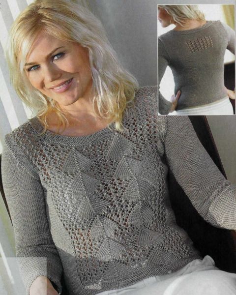 Pull con punto ajour in centro