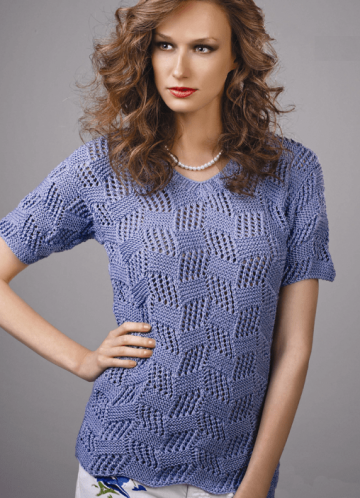 Pull con motivo a scacchiera con lo scollo a V