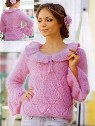 Pull con collo rotondo e con rombi
