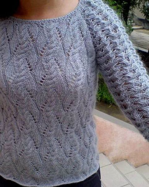Pull mohair con maniche ajour