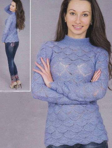 Pull con collo a punto fantasia