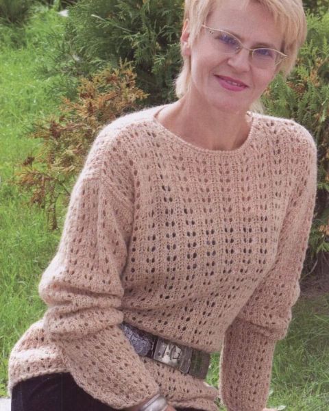 Pullover con fasce ajour