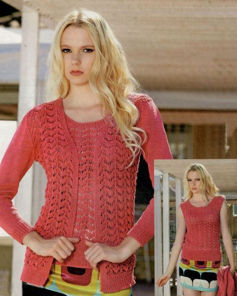 Set: cardigan ajour e top